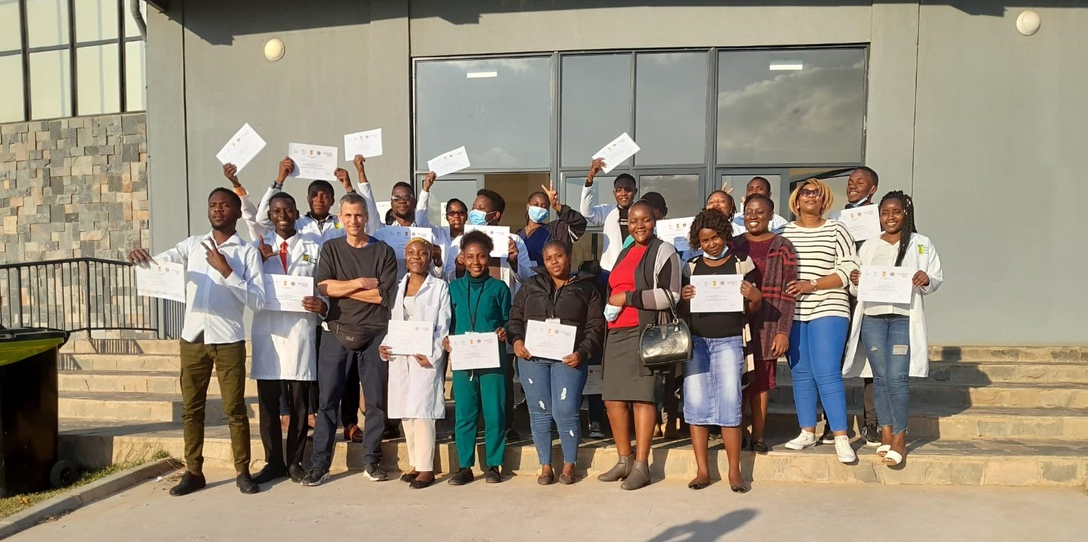 Medical team with certificates