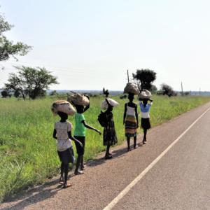 Women walking on road