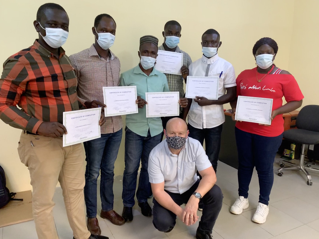 Medical team with certificates