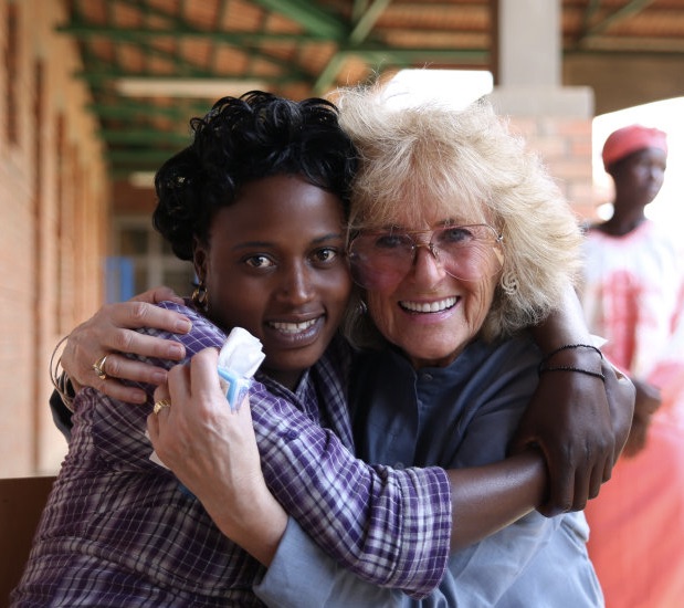 Two women hugging